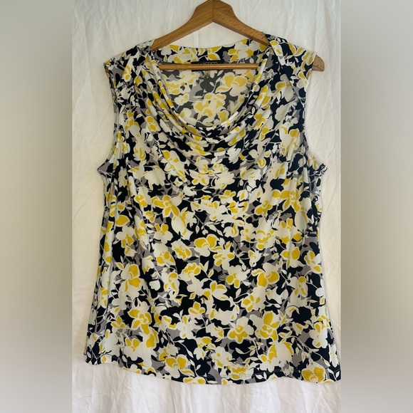 Kasper Women’s Cap Sleeve Floral Print Cowl Neck Blouse size X-Large - Picture 1 of 10